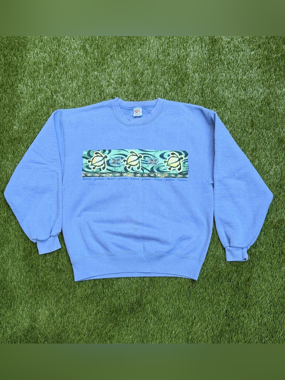 90s Guam Honu blue crewneck sweatshirt crazy shirts sweatshirt small USA